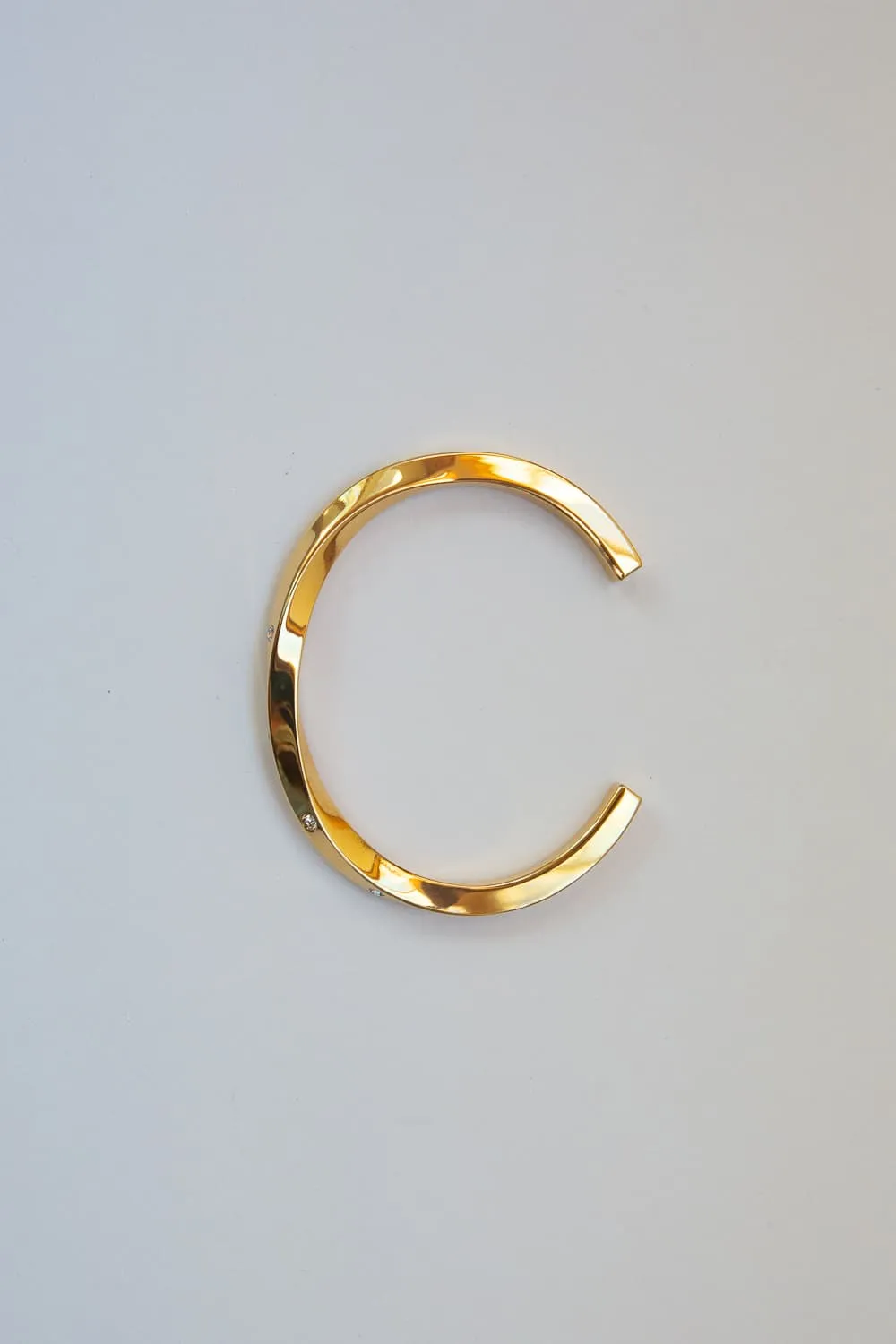 Thick Gold CZ Twist Cuff Bracelet