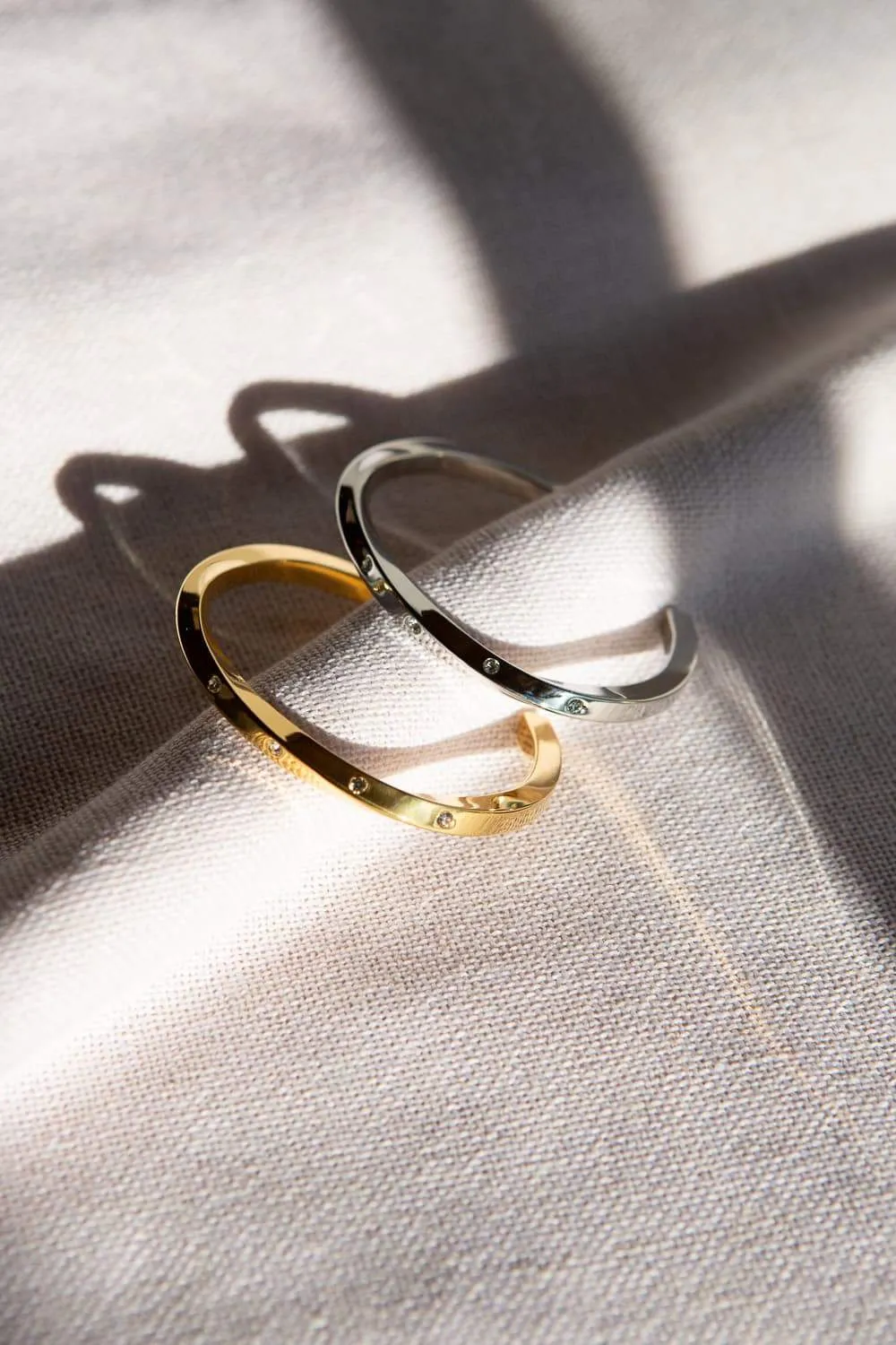 Thick Gold CZ Twist Cuff Bracelet
