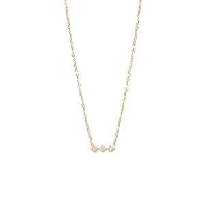 Three Princess Diamond Bar Necklace