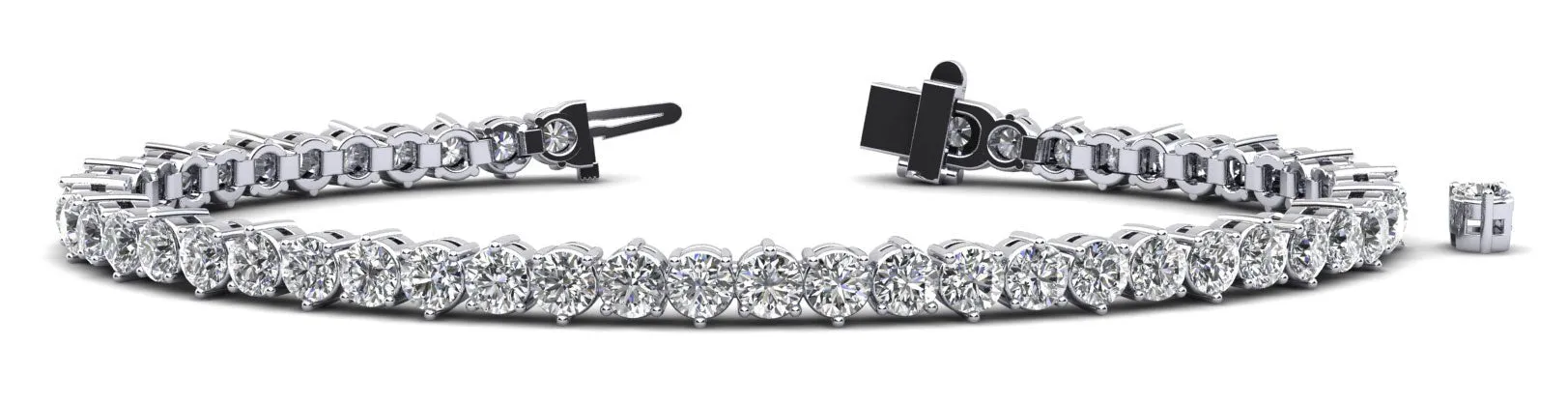 Three Prong Alternating Lab-Grown Diamond Tennis Bracelet with 3.48 ct.(finished) 2.5mm