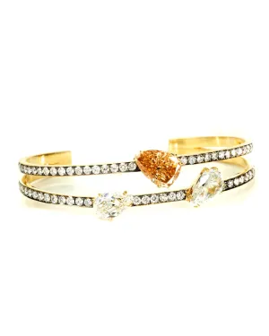 Three Stone Double Cuff Bracelet