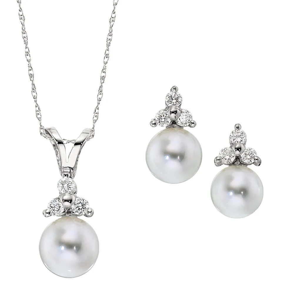 Three Stone Pearl and Gemstone Earrings