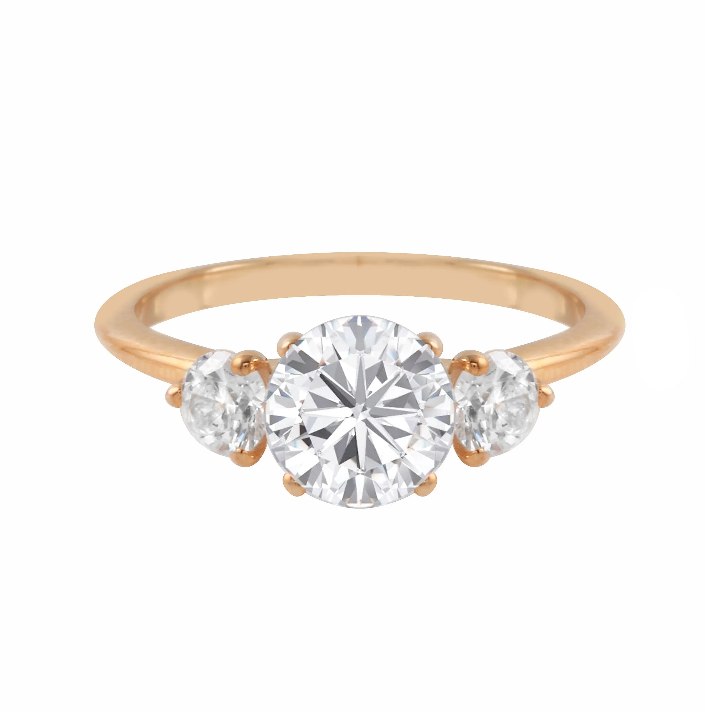Three Stone Round Diamond Engagement Ring Setting