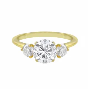 Three Stone Round Diamond Engagement Ring Setting
