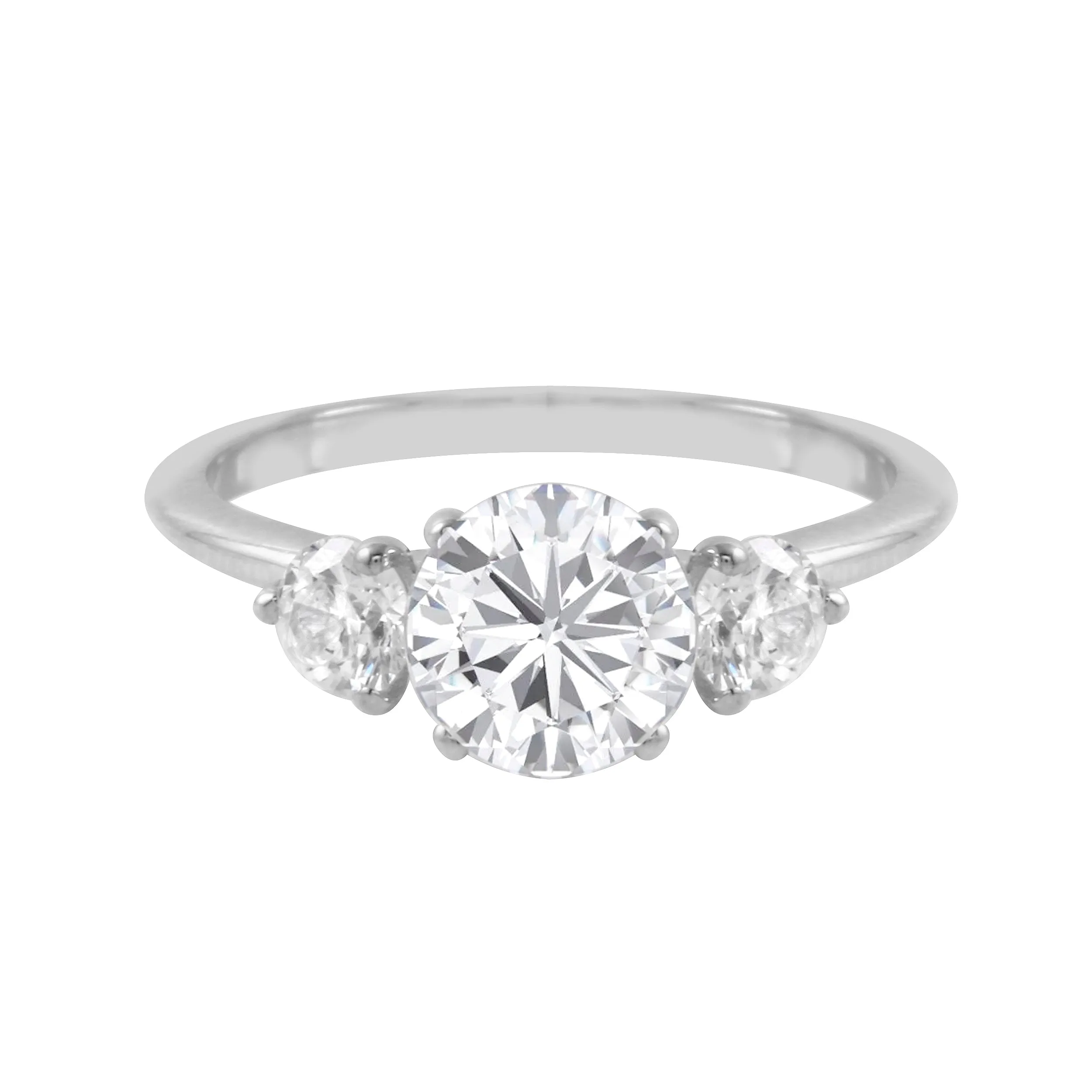 Three Stone Round Diamond Engagement Ring Setting