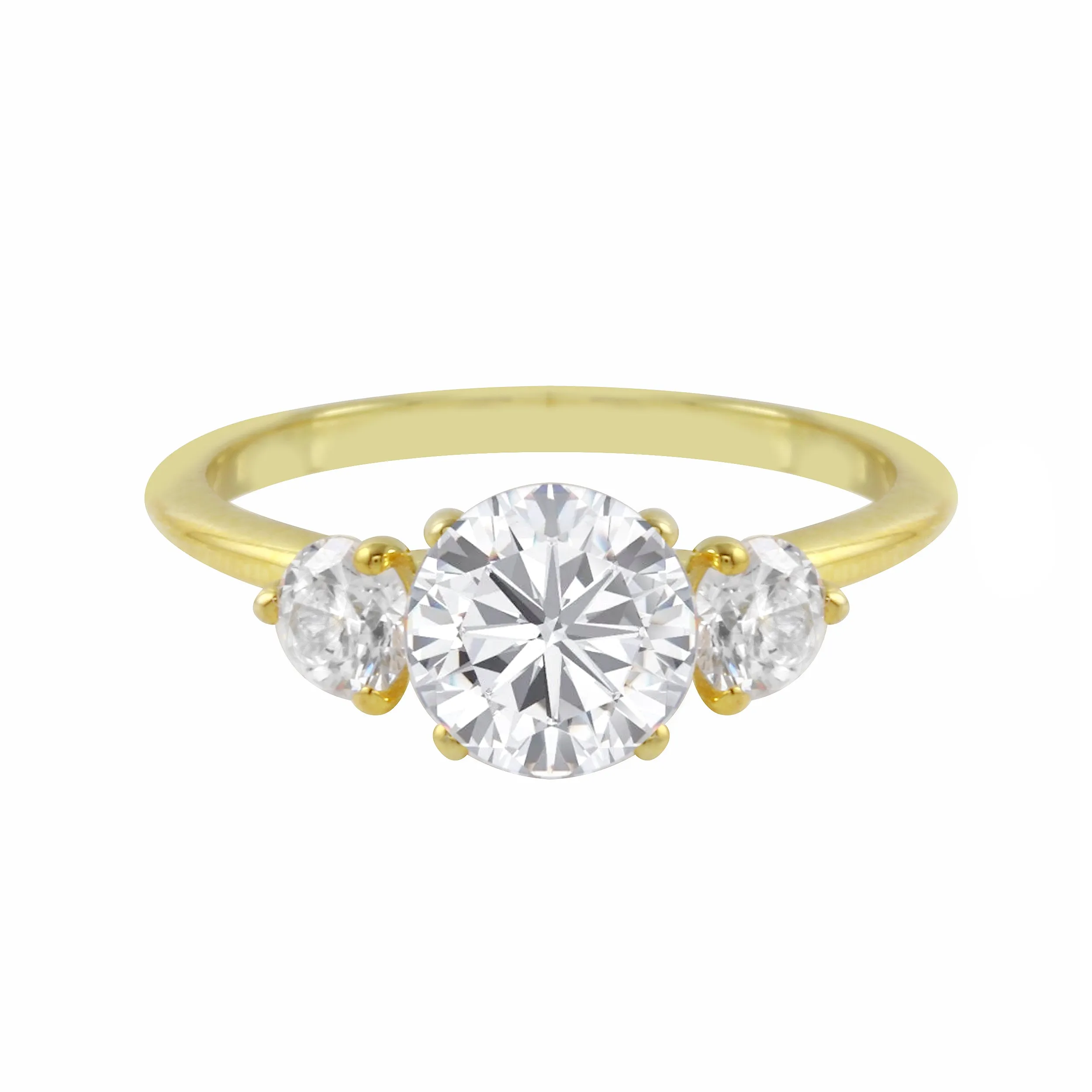 Three Stone Round Diamond Engagement Ring Setting