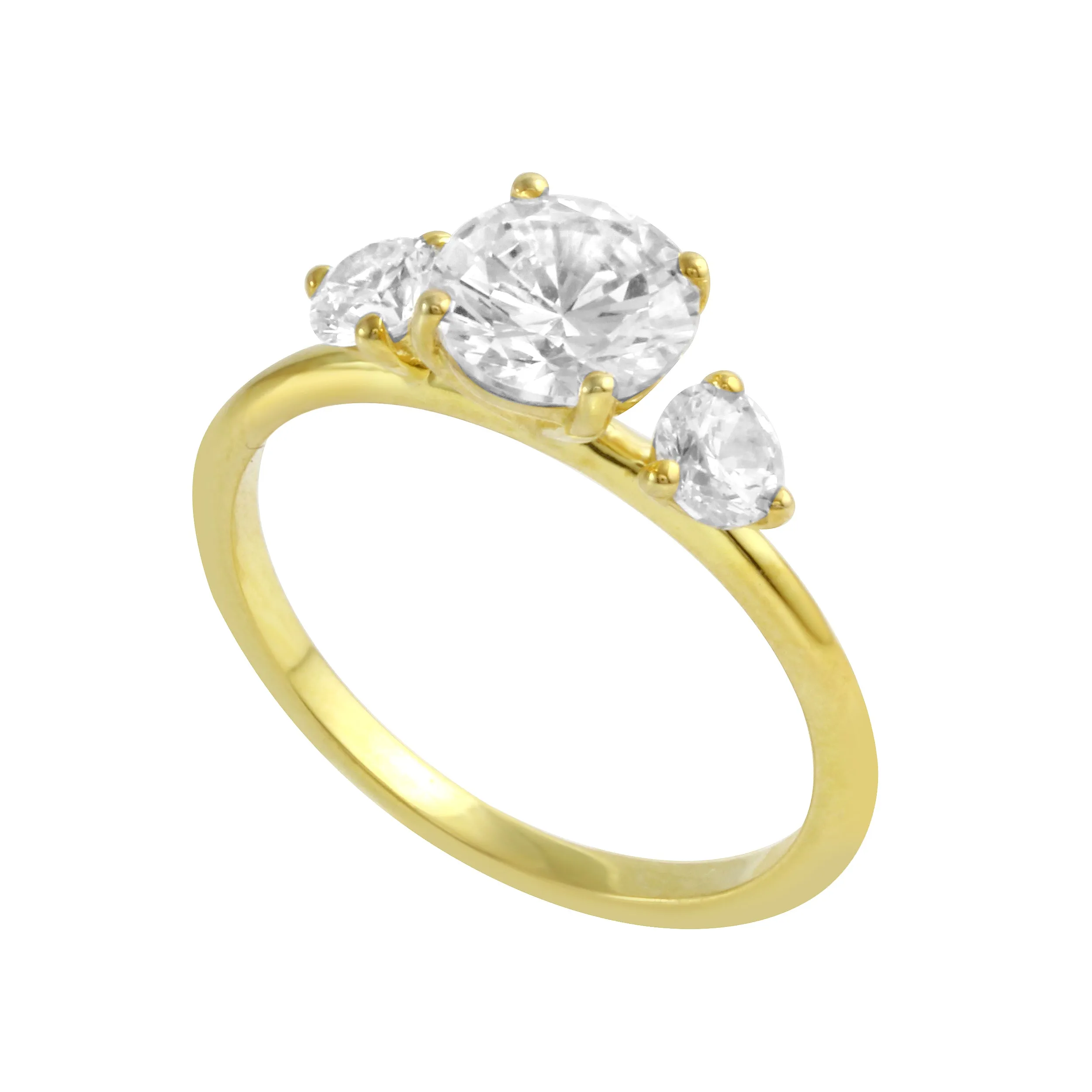 Three Stone Round Diamond Engagement Ring Setting