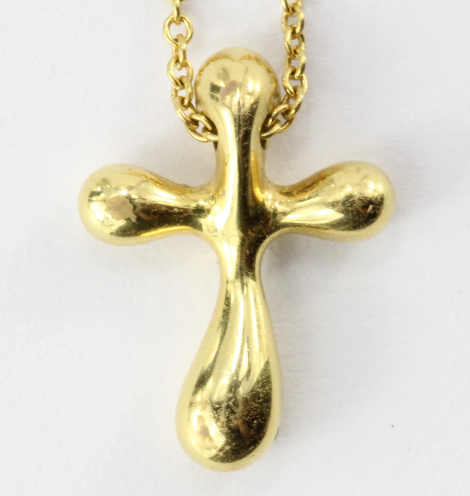 Tiffany & Co 18K Gold Elsa Peretti Cross Pendant Necklace