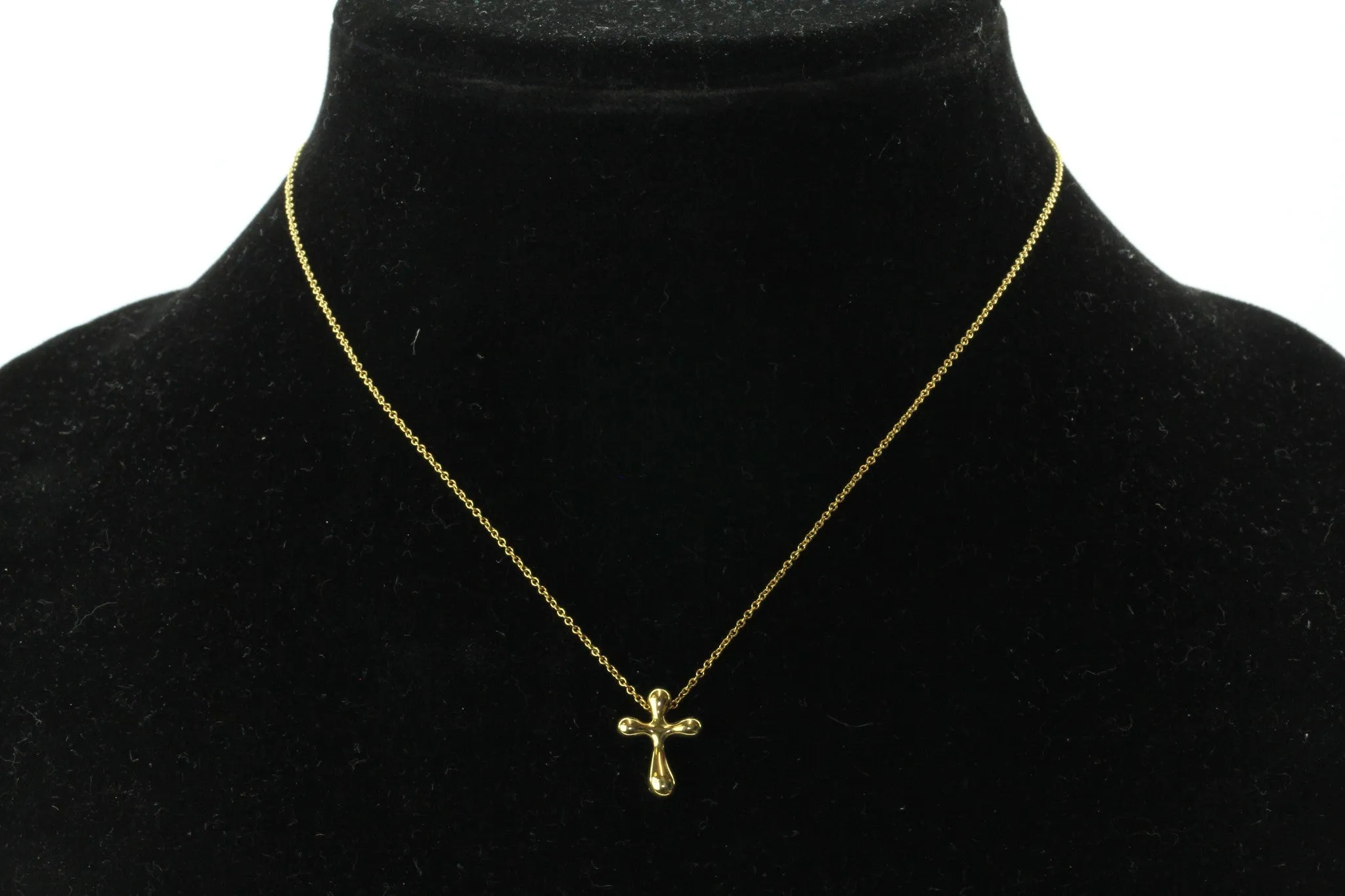 Tiffany & Co 18K Gold Elsa Peretti Cross Pendant Necklace