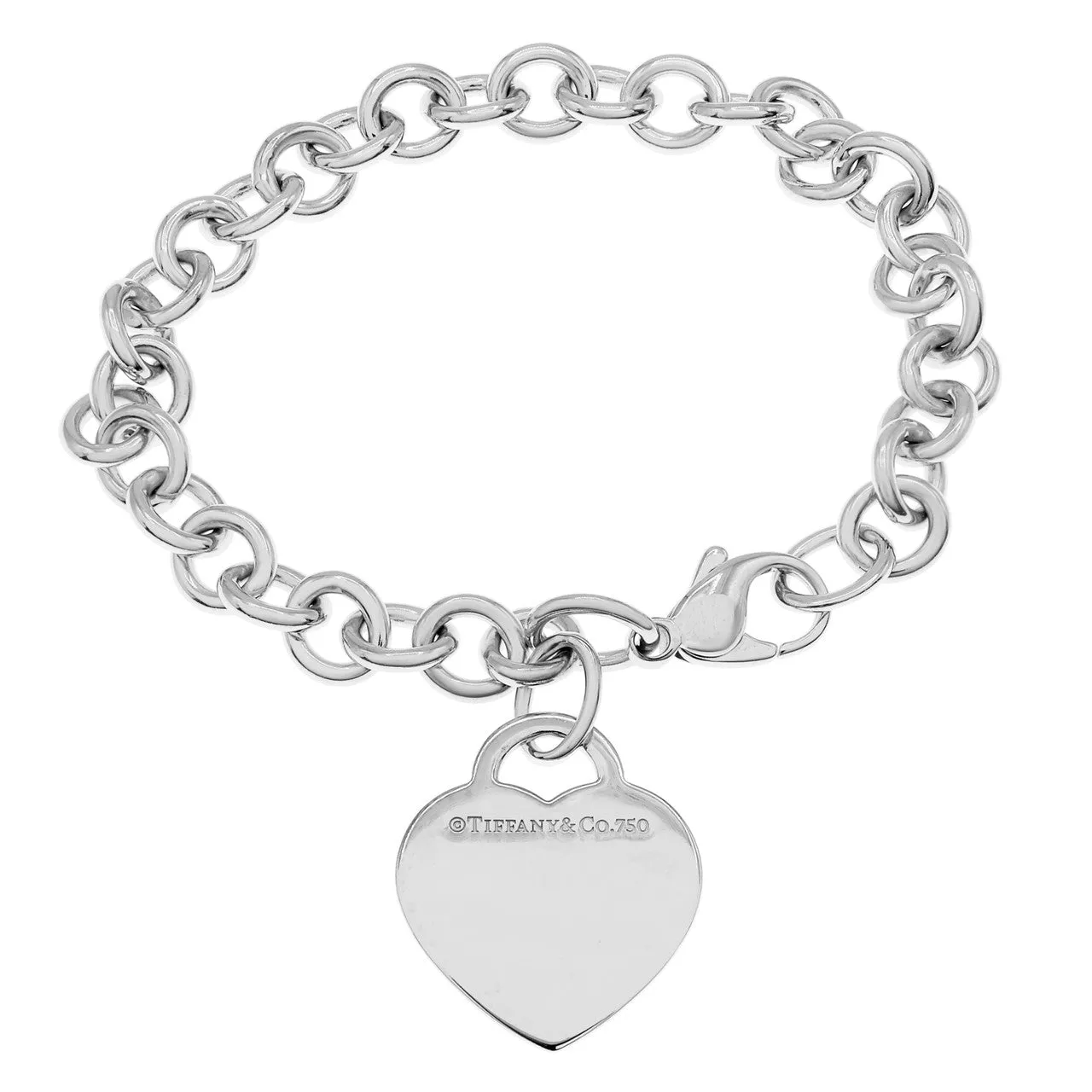 Tiffany & Co. 18K White Gold & Diamond Heart Tag Bracelet