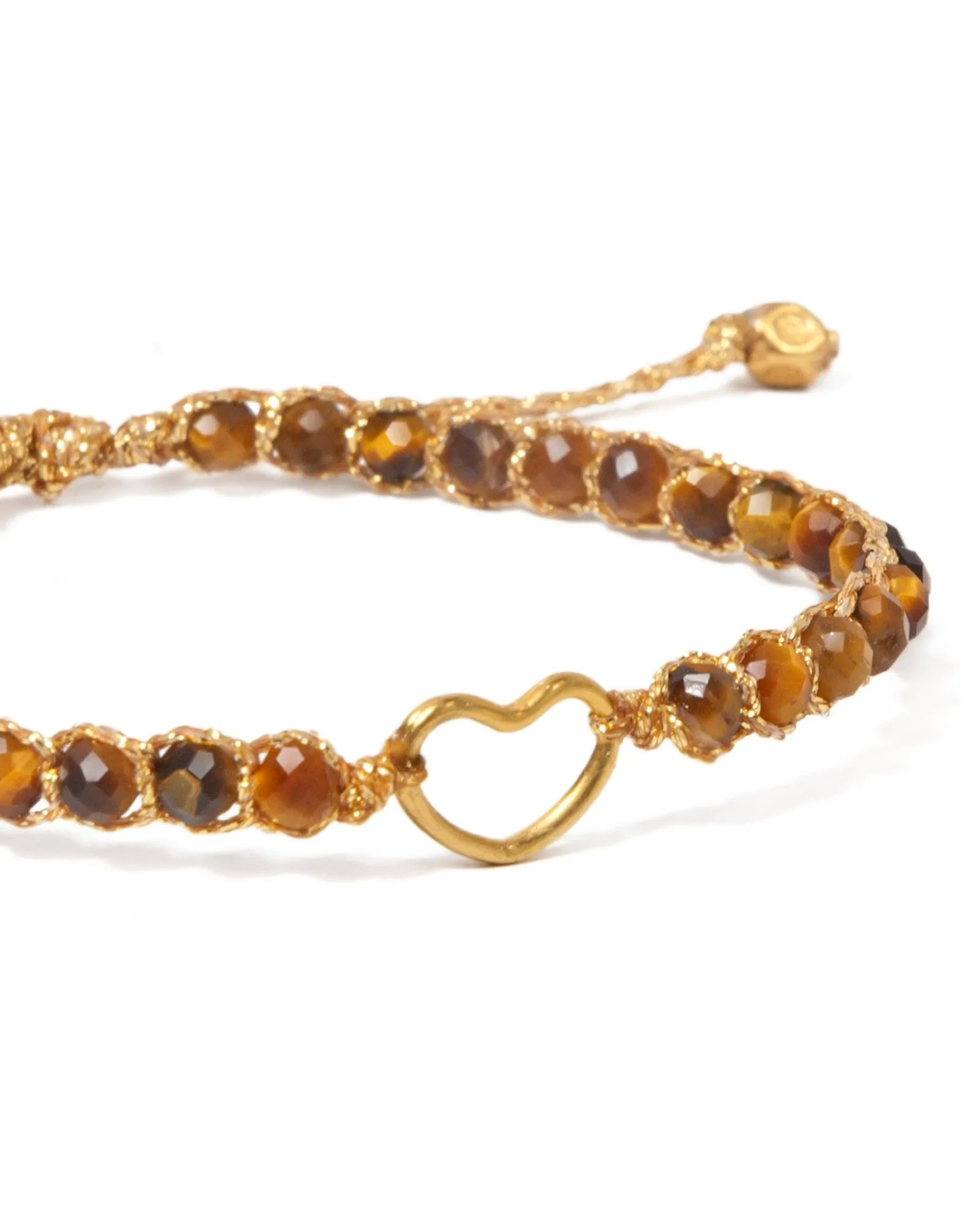 Tiger Eye Kids Bracelet Heart | Gold
