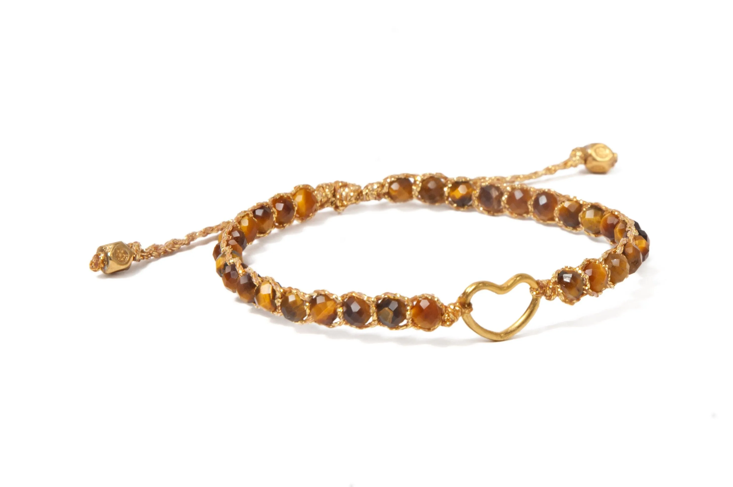 Tiger Eye Kids Bracelet Heart | Gold