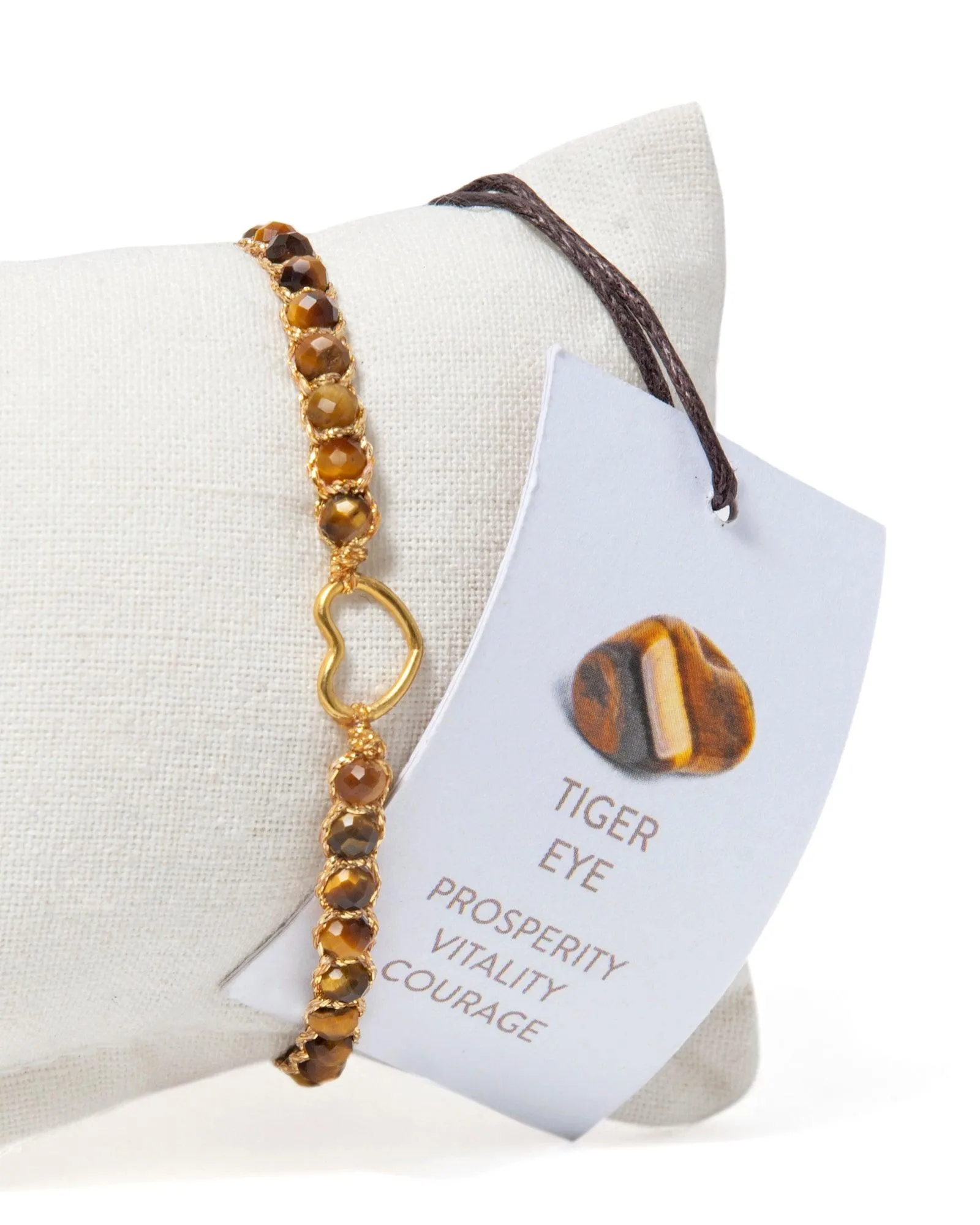 Tiger Eye Kids Bracelet Heart | Gold