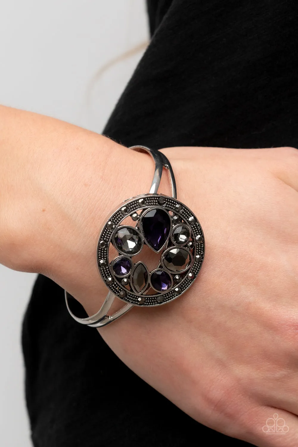 Time to Twinkle - Purple - and Hematite Gem Paparazzi Cuff Bracelet