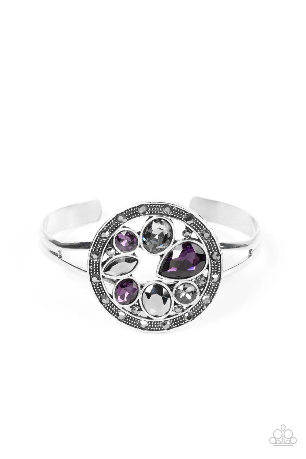 Time to Twinkle - Purple - and Hematite Gem Paparazzi Cuff Bracelet