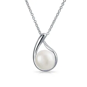 Timeless Round Freshwater Cultured Pearl Pendant Necklace Sterling Silver