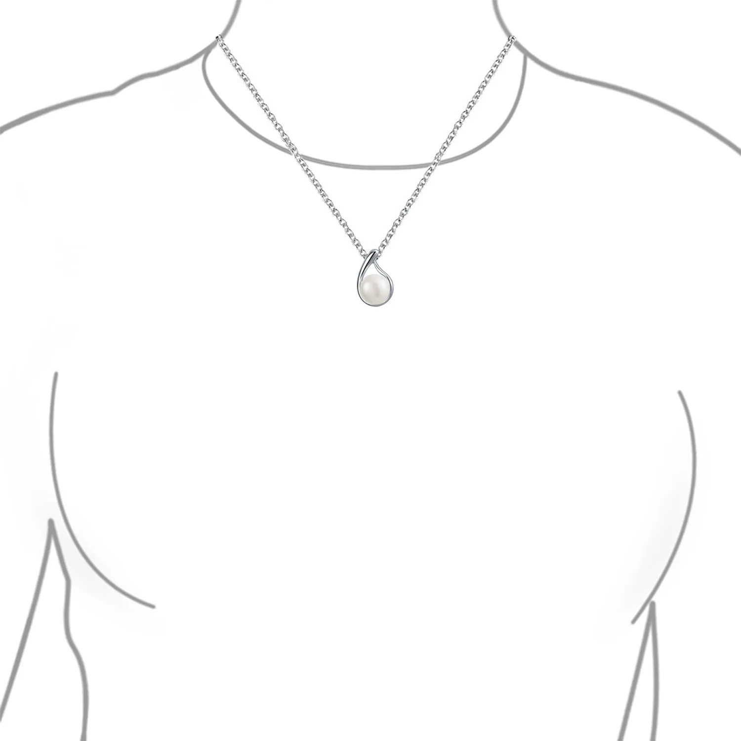 Timeless Round Freshwater Cultured Pearl Pendant Necklace Sterling Silver