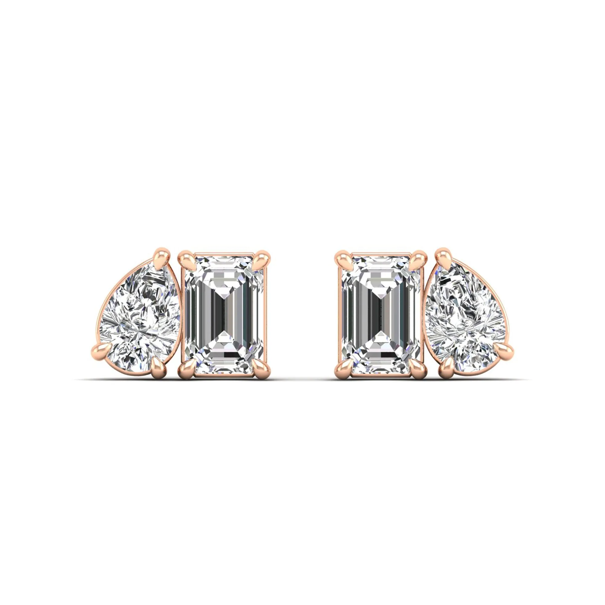 Toi et Moi Pear and Emerald Lab Diamond Earrings