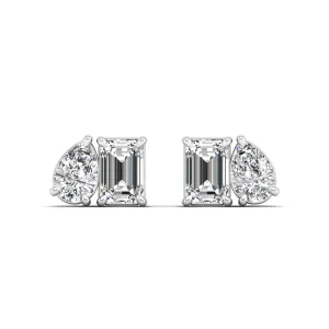 Toi et Moi Pear and Emerald Lab Diamond Earrings