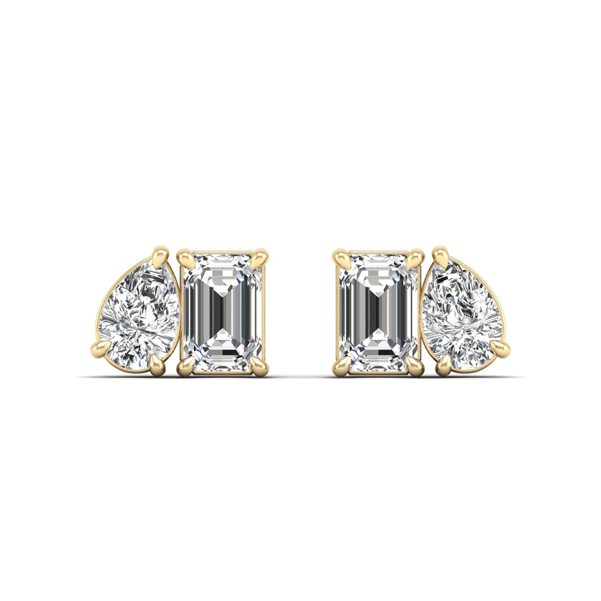 Toi et Moi Pear and Emerald Lab Diamond Earrings