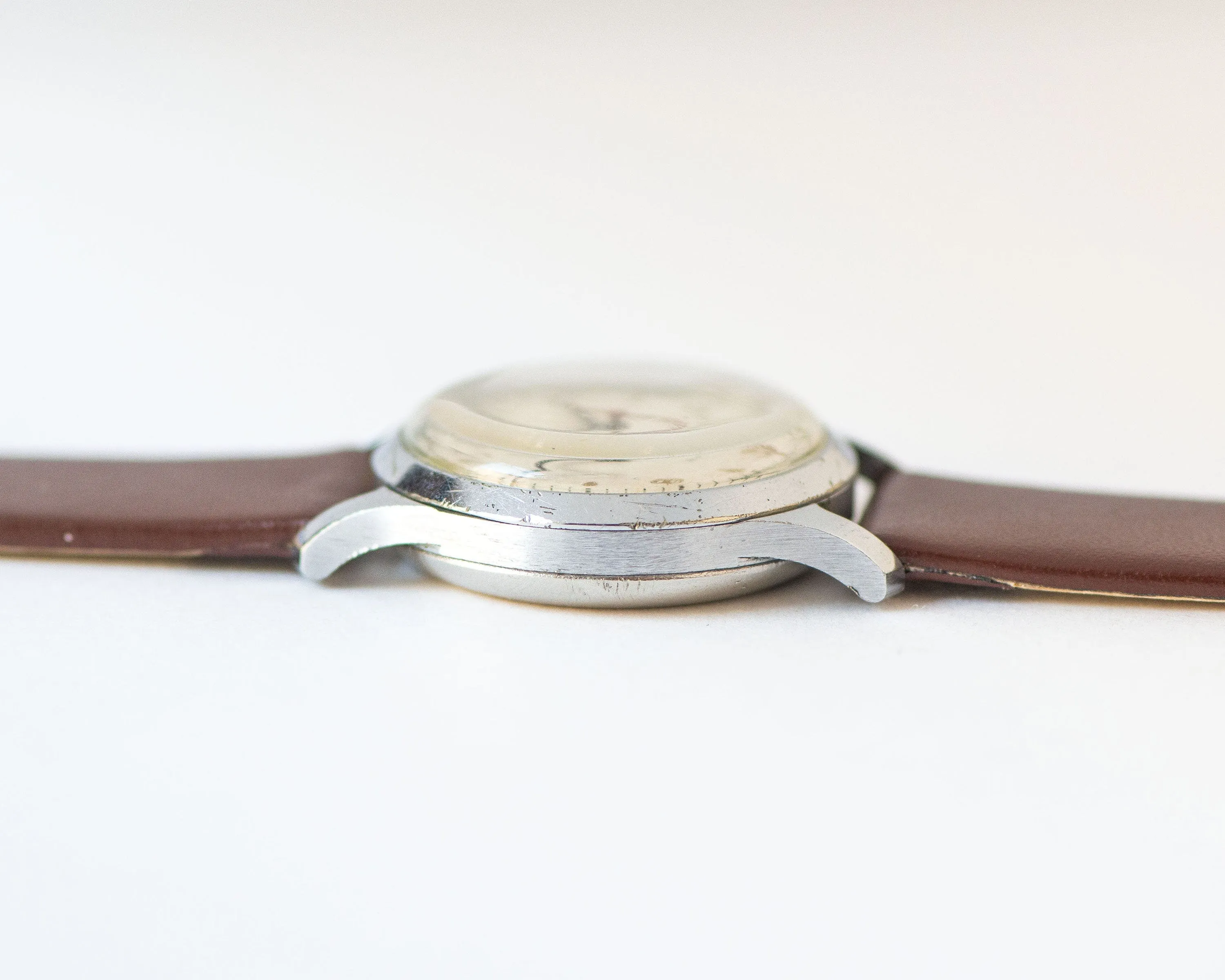 Tomboy wristwatch Moscow, vintage classic watch rare, minimalist girl watch gift, boyfriend's watch mid century, new luxury leather strap
