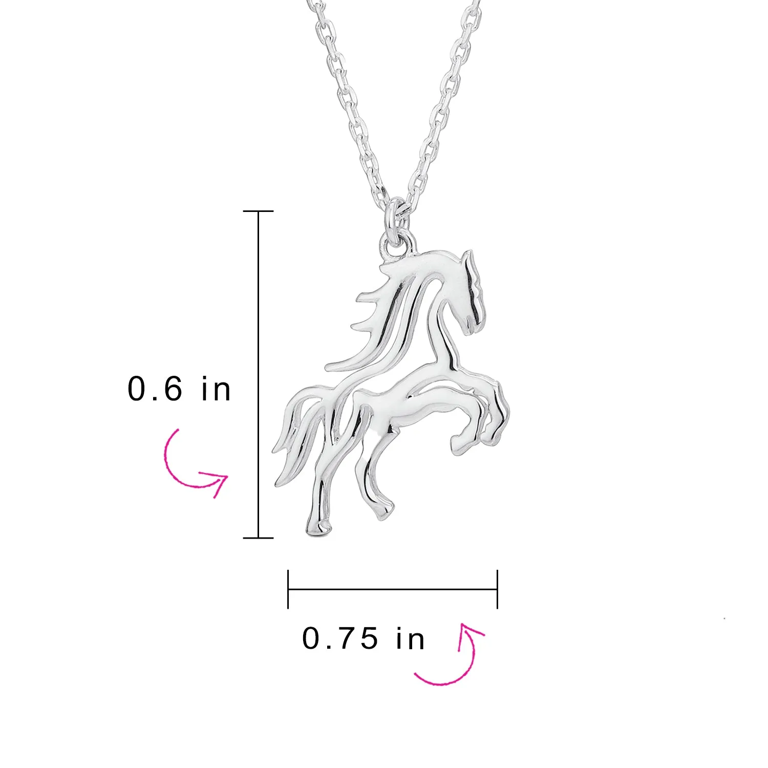 Traditional Western Galloping Horse Pendant Necklace in Oxidized Sterling Silver