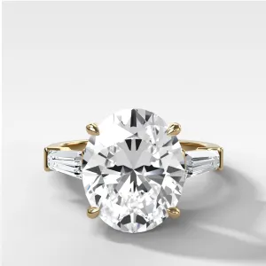 Translunar Tapered Baguette Engagement Ring With Oval Cut Diamond