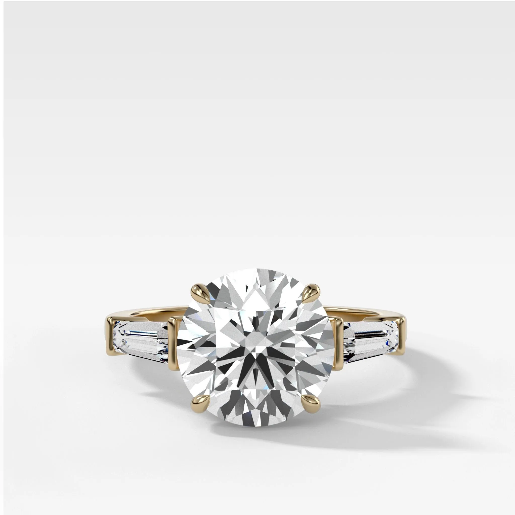 Translunar Tapered Baguette Engagement Ring With Round Cut Diamond