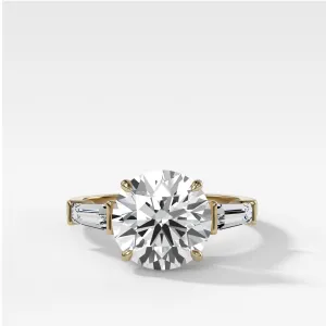 Translunar Tapered Baguette Engagement Ring With Round Cut Diamond
