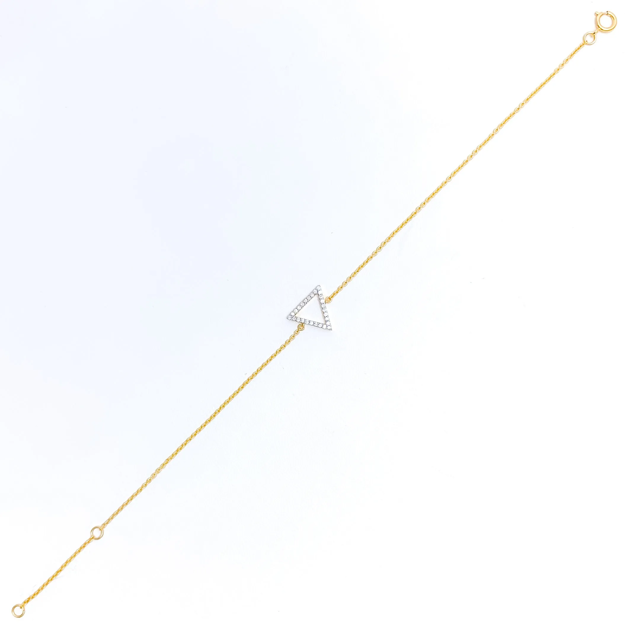 Trendy Triangular-Shaped Diamond   18k Gold Bracelet