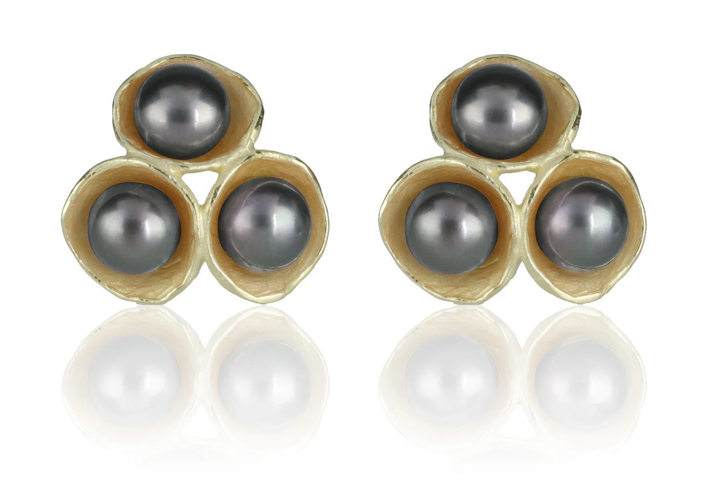 Tri-Pod Pearl Earrings