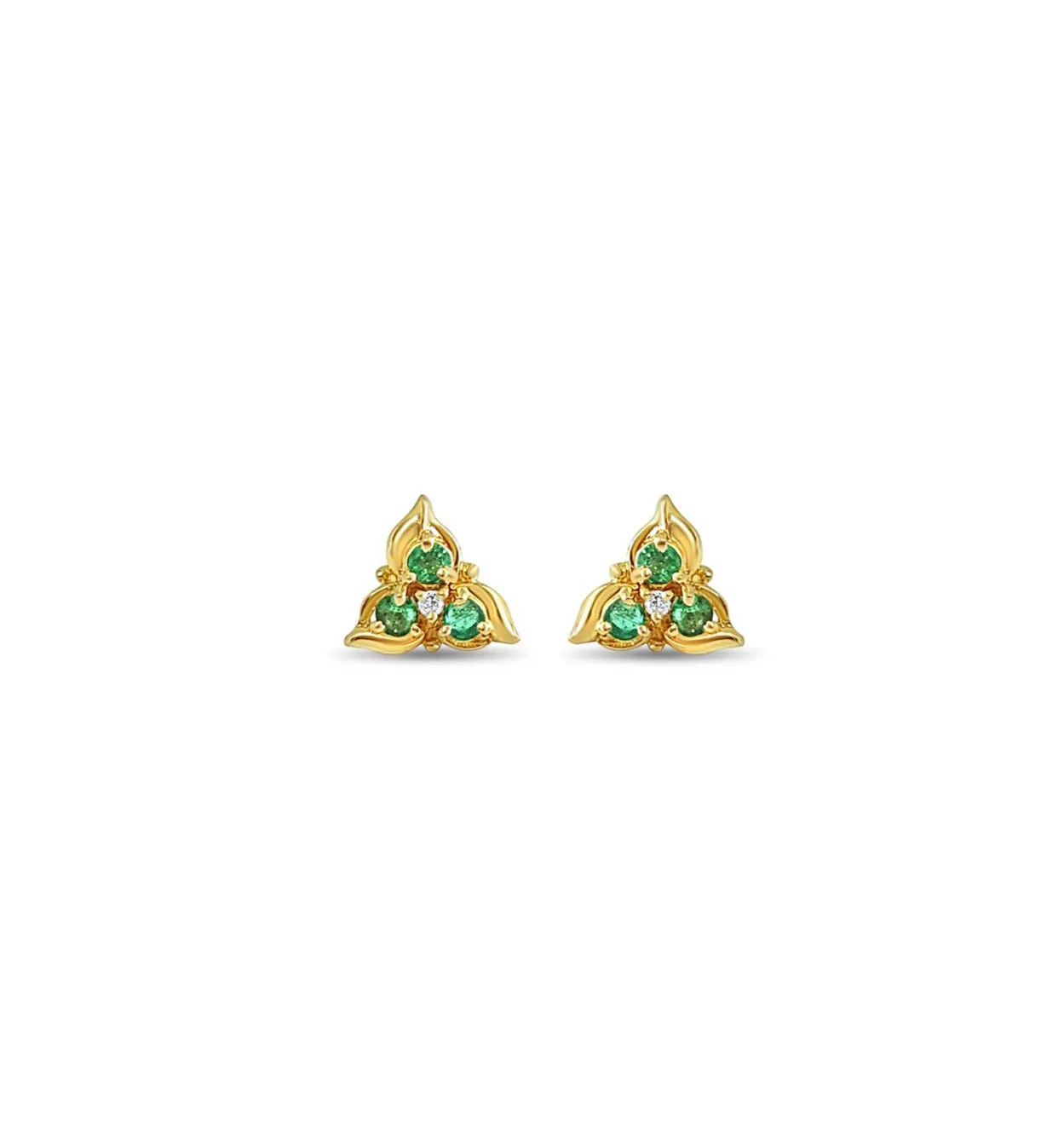 Triangle Shaped Emerald Stud Earrings