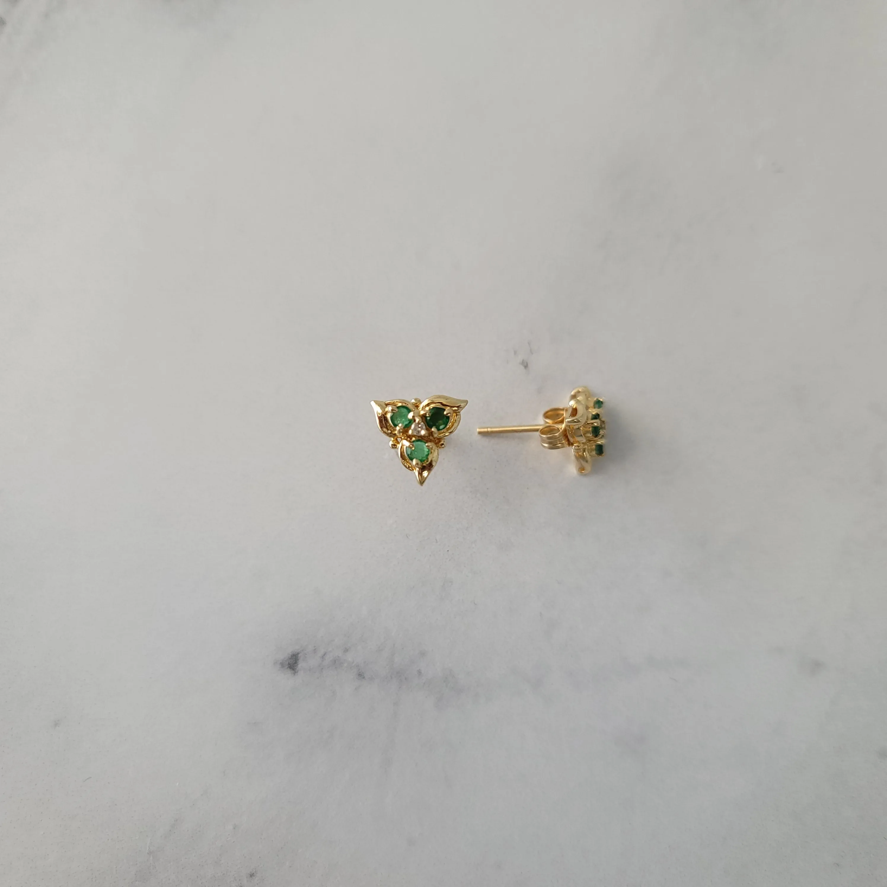 Triangle Shaped Emerald Stud Earrings