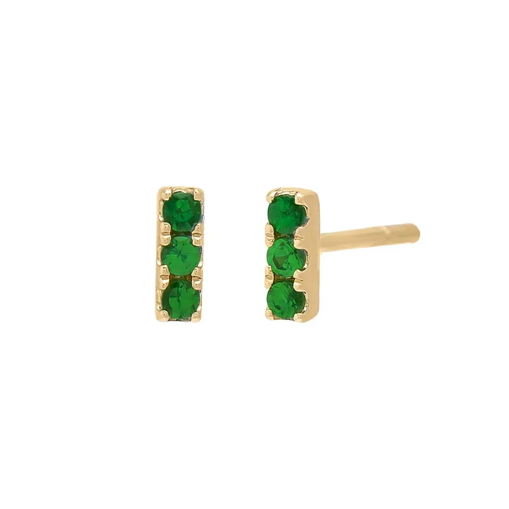Triple Bar Emerald Earring 14K