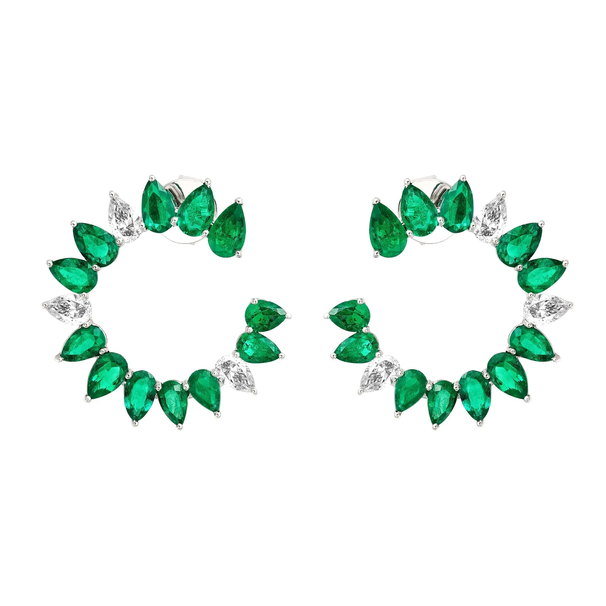Tropical Paradise Jasmine Emerald Crescent Earrings