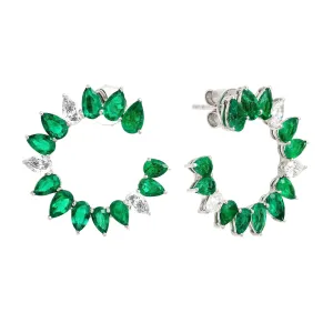 Tropical Paradise Jasmine Emerald Crescent Earrings