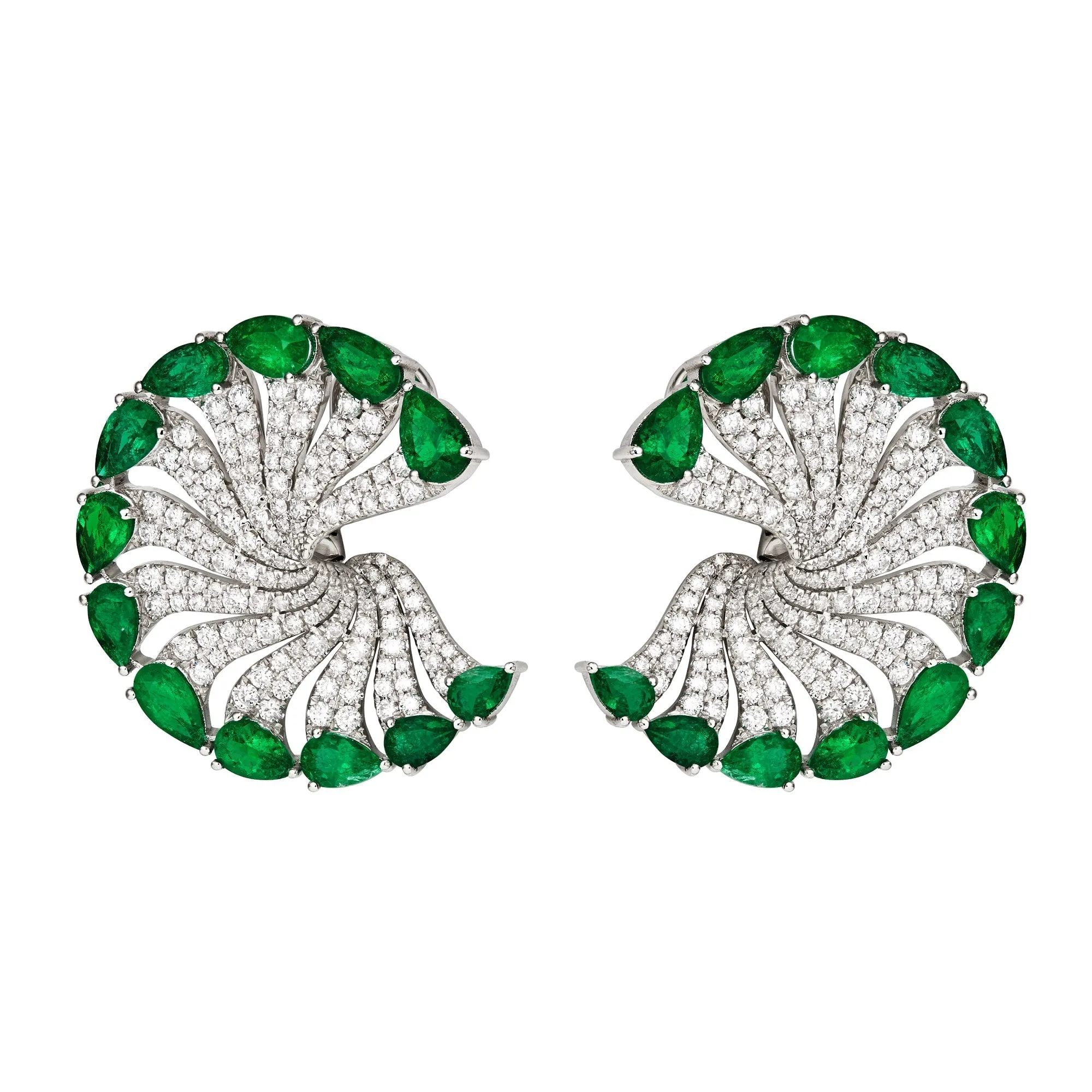 Tropical Paradise Meridian Emerald Crescent Earrings