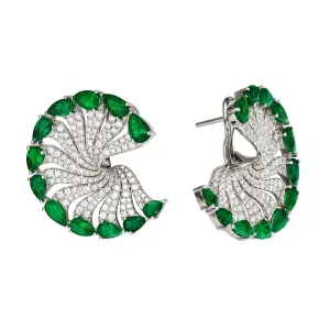Tropical Paradise Meridian Emerald Crescent Earrings