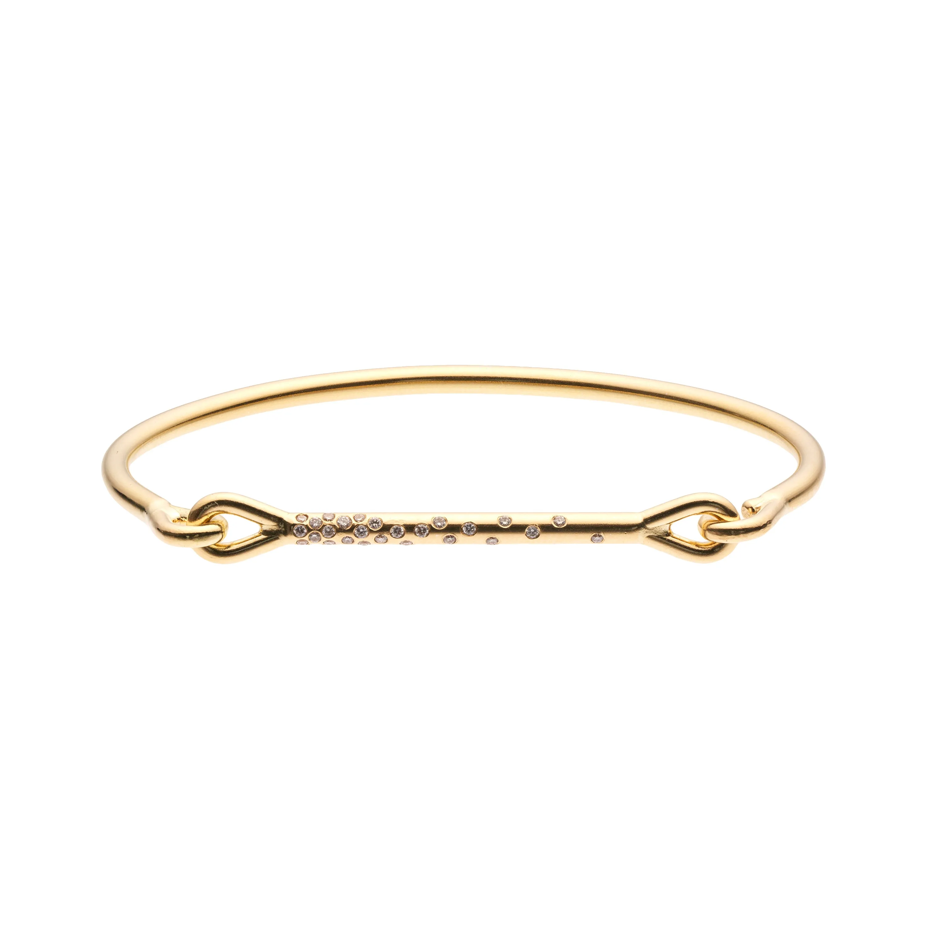 Tura Sugden 18k Yellow Gold Needle Eye Cuff Bracelet Scattered Diamonds