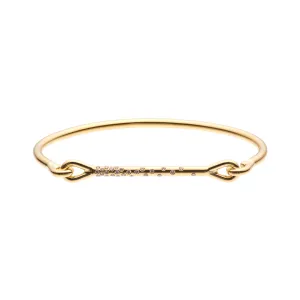 Tura Sugden 18k Yellow Gold Needle Eye Cuff Bracelet Scattered Diamonds
