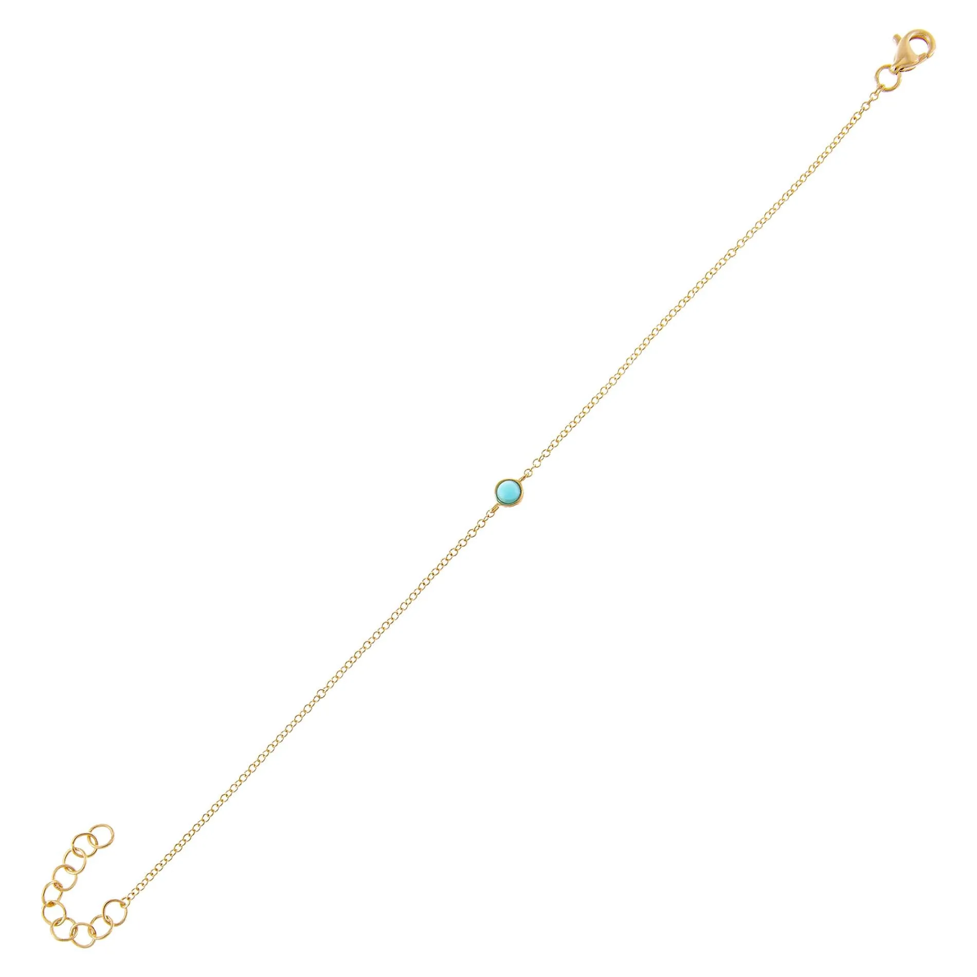 Turquoise Bezel Bracelet 14K