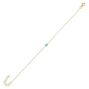 Turquoise Bezel Bracelet 14K