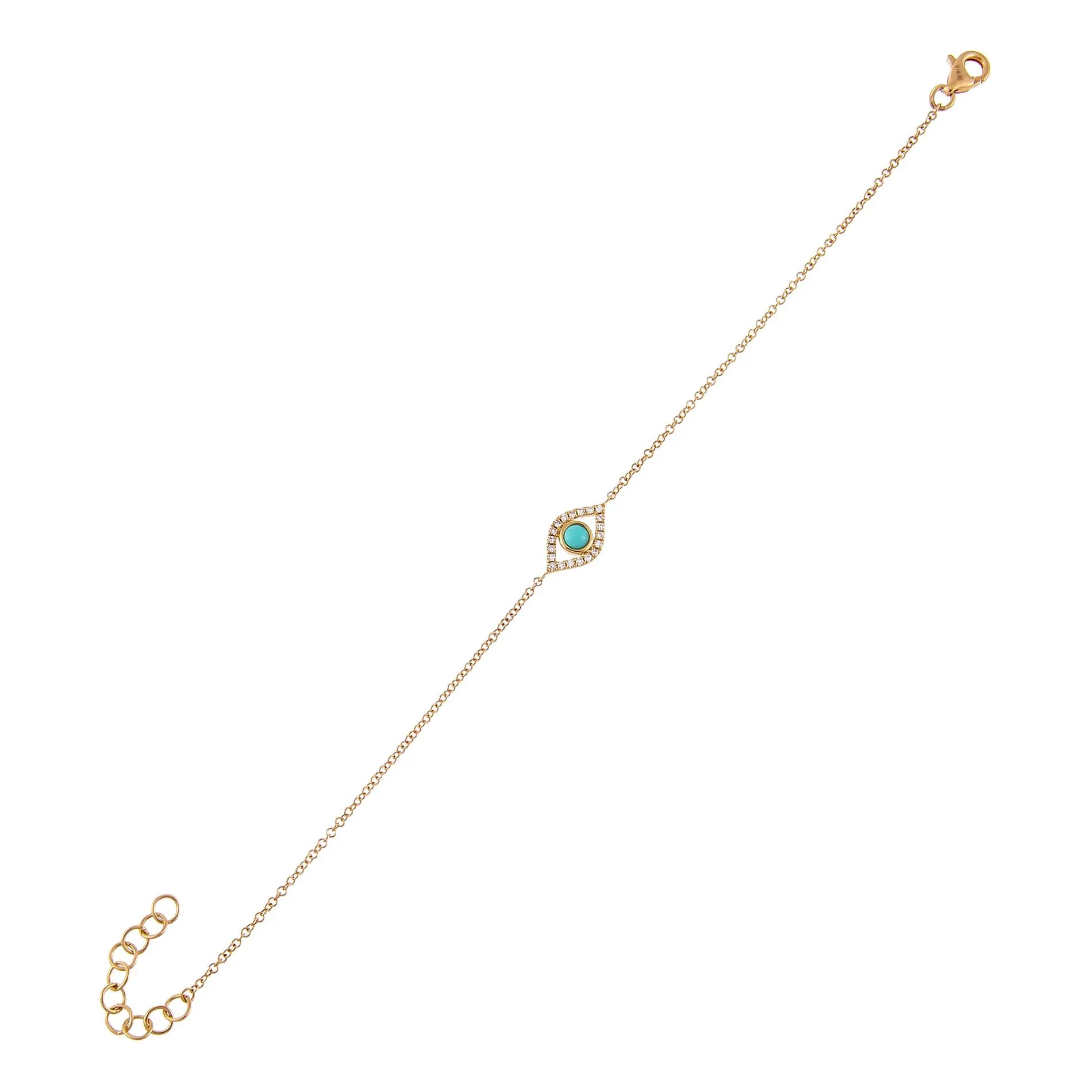 Turquoise Evil Eye Bracelet 14K