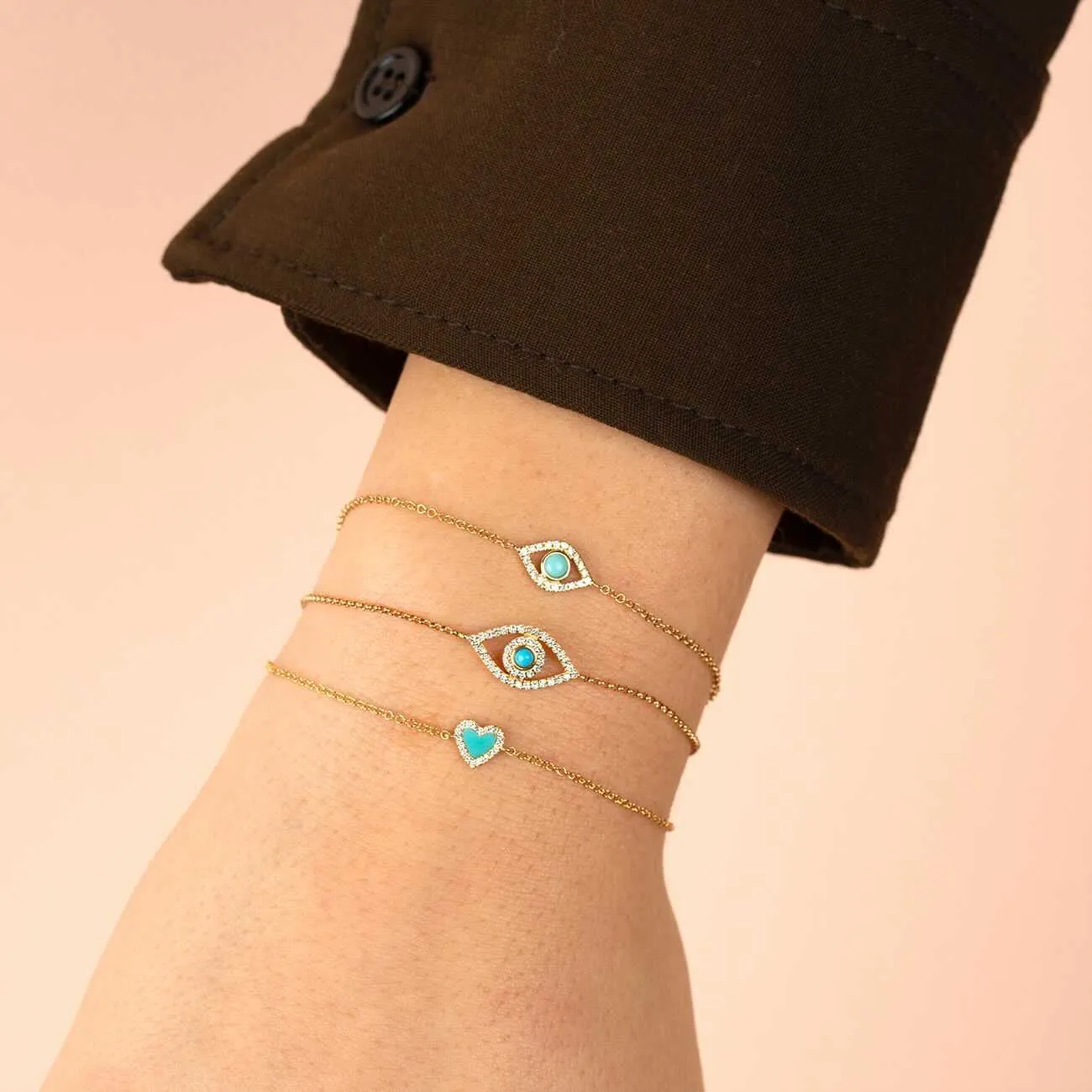 Turquoise Evil Eye Bracelet 14K