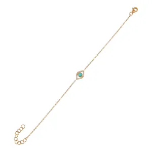 Turquoise Evil Eye Bracelet 14K