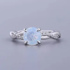 Twist Round Cut Moonstone Engagement Ring