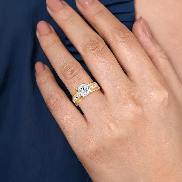Two-Tone Baguette Wide Band Diamond Engagement Ring Mounting