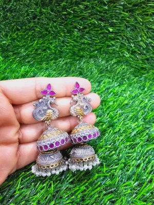 Two Tone German Silver Earrings