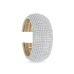 Two-Tone Wide Diamond Cuff Bracelet