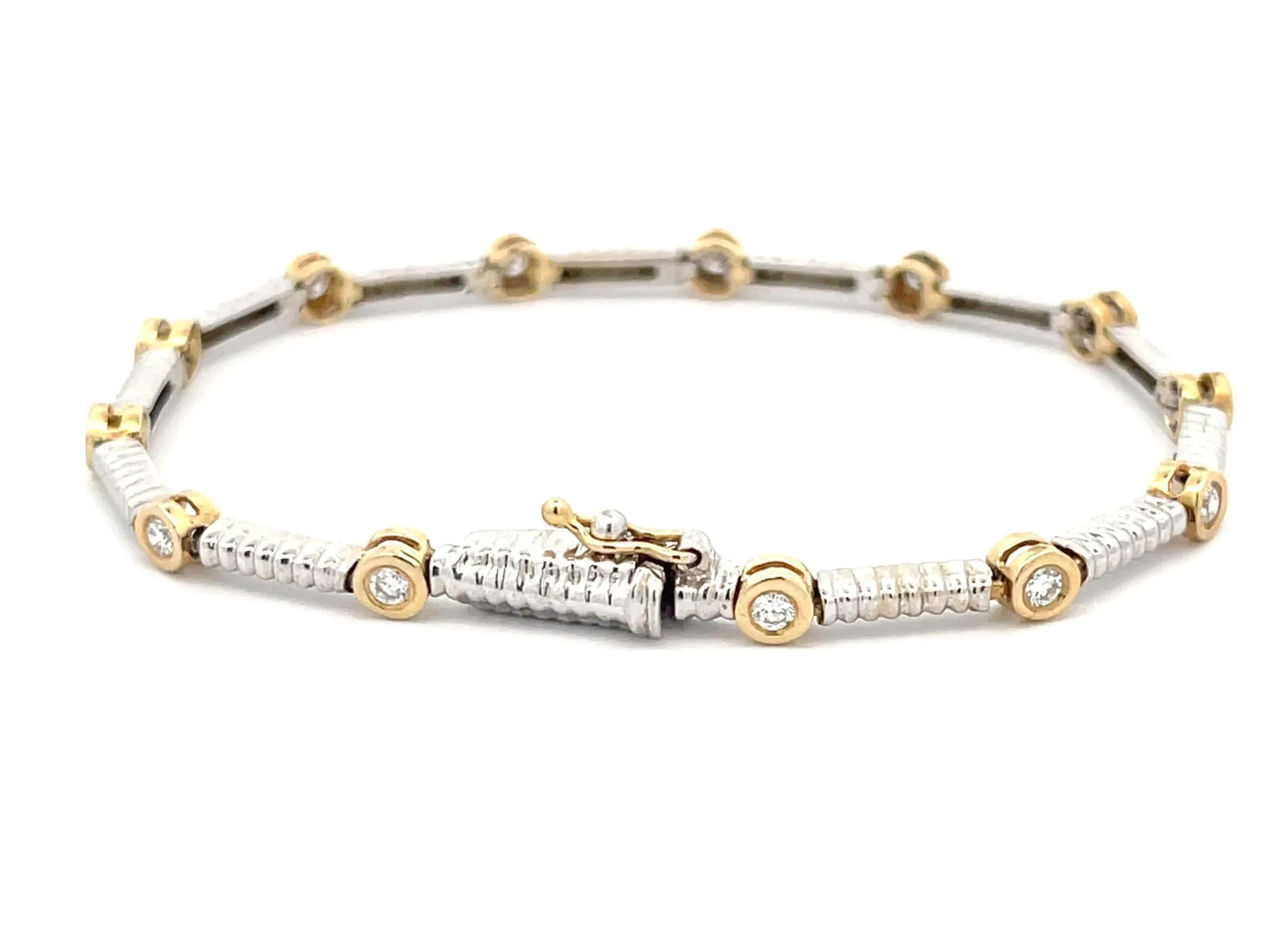 Two Toned Diamond Bracelet in 14k Gold
